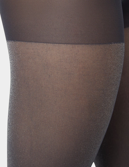 Metallic Opaque Tight With Control Top - Silver | Hue