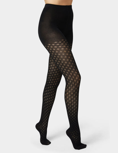 Pointelle Diamond Sweater Tight - Black | Hue