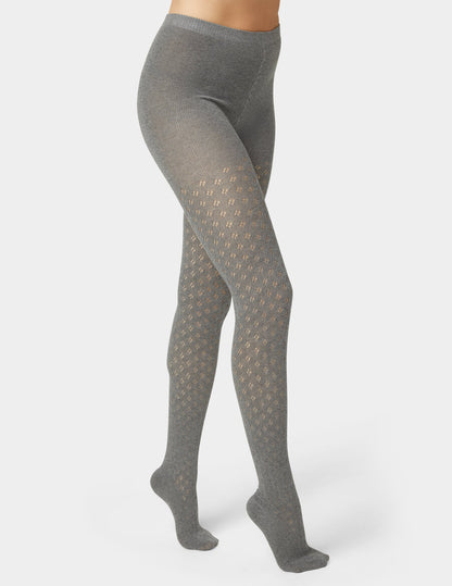 Pointelle Diamond Sweater Tight - Charcoal Heather | Hue