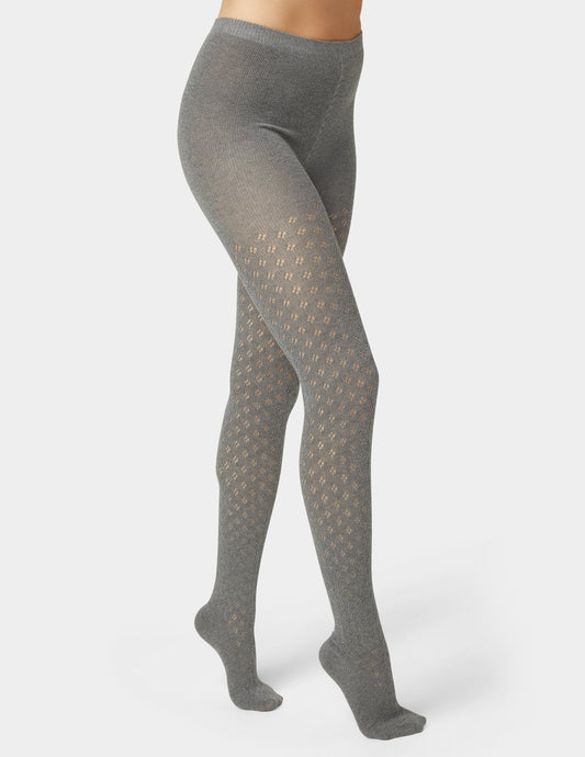 Pointelle Diamond Sweater Tight - Charcoal Heather | Hue