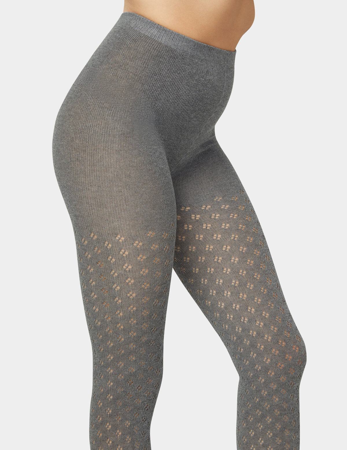 Pointelle Diamond Sweater Tight - Charcoal Heather | Hue