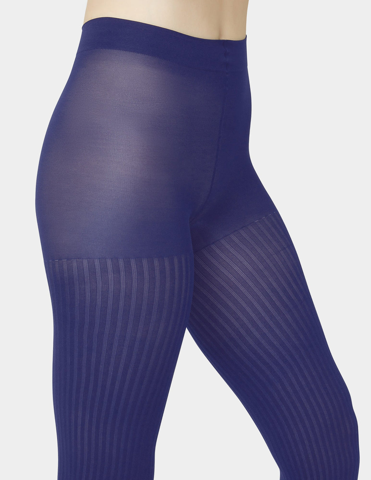 Opaque Sheer Rib Tight With Control Top - Navy | Hue