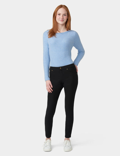 Ultra Soft Fleece Lined Denim Leggings - BLACK | Hue