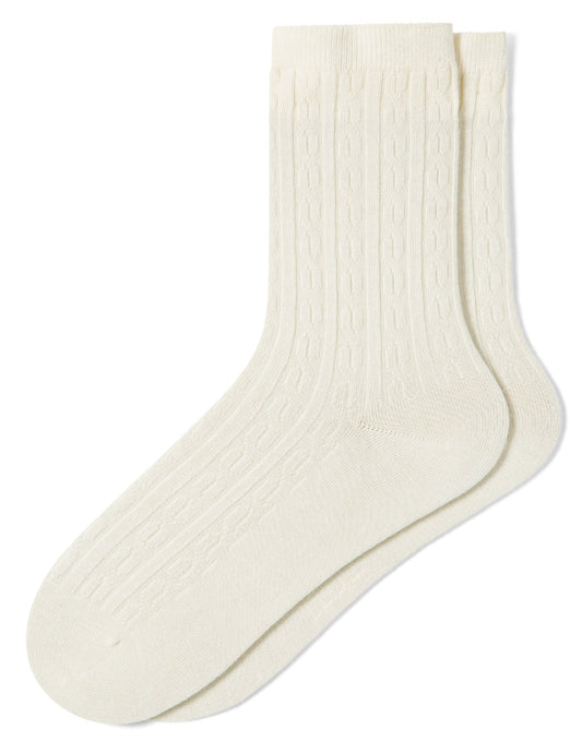 Silk Blend Cable Crew - Ivory | Hue