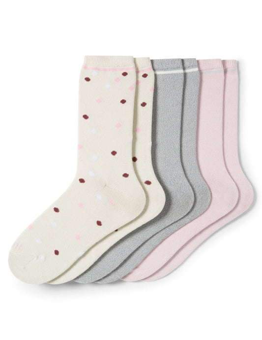 Super Soft Crew Sock 3 Pair Pack - Pink Dot | Hue