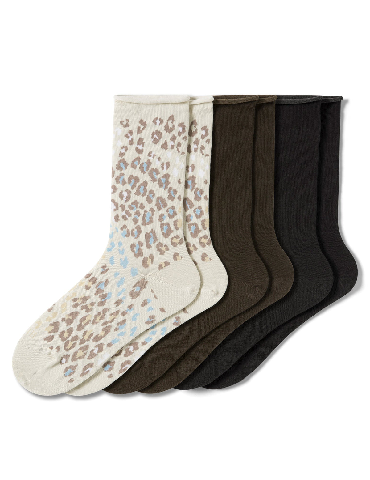 Jeans Socks Crew 3 Pair Pack - Cream Animal | Hue