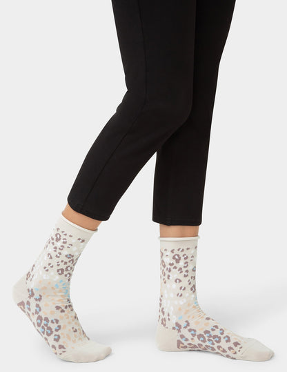 Jeans Socks Crew 3 Pair Pack - Cream Animal | Hue