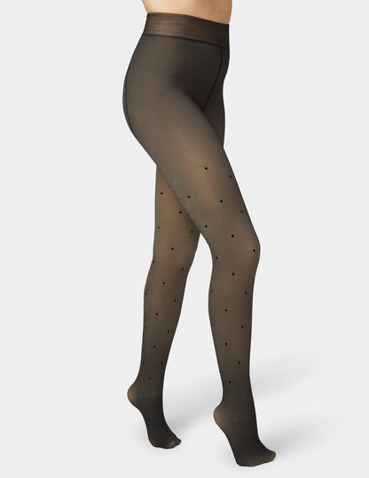 Faux Sheer Polka Dot Tight - Black | Hue