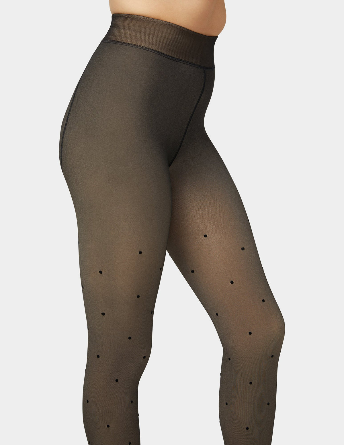 Faux Sheer Polka Dot Tight - Black | Hue