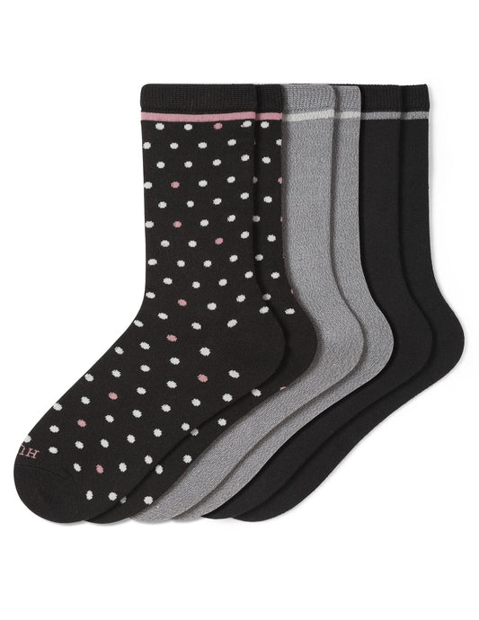 Super Soft Crew Sock 3 Pair Pack - Black Dot | Hue