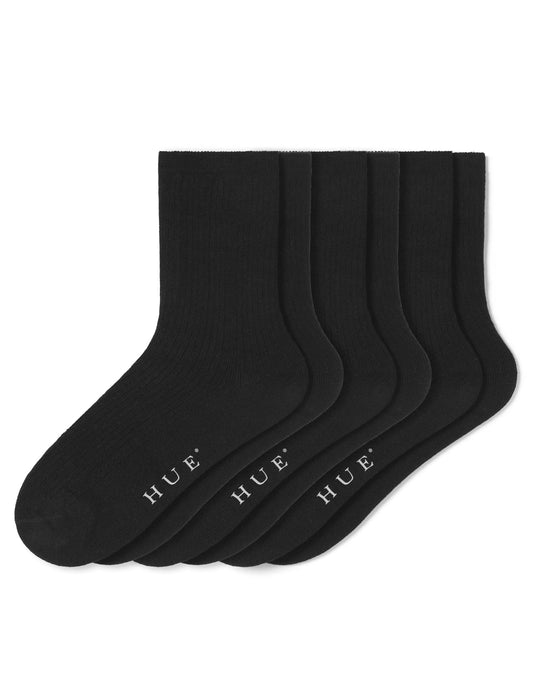Relaxed Top Sock 3 Pair Pack - Black | Hue