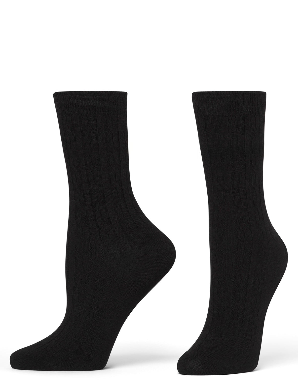 Silk Blend Cable Crew - Black | Hue