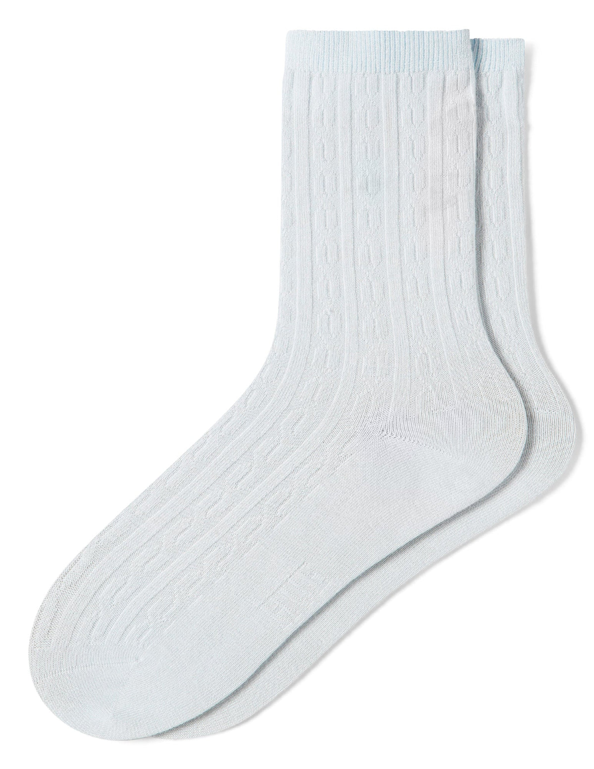 Silk Blend Cable Crew - Cerulean | Hue