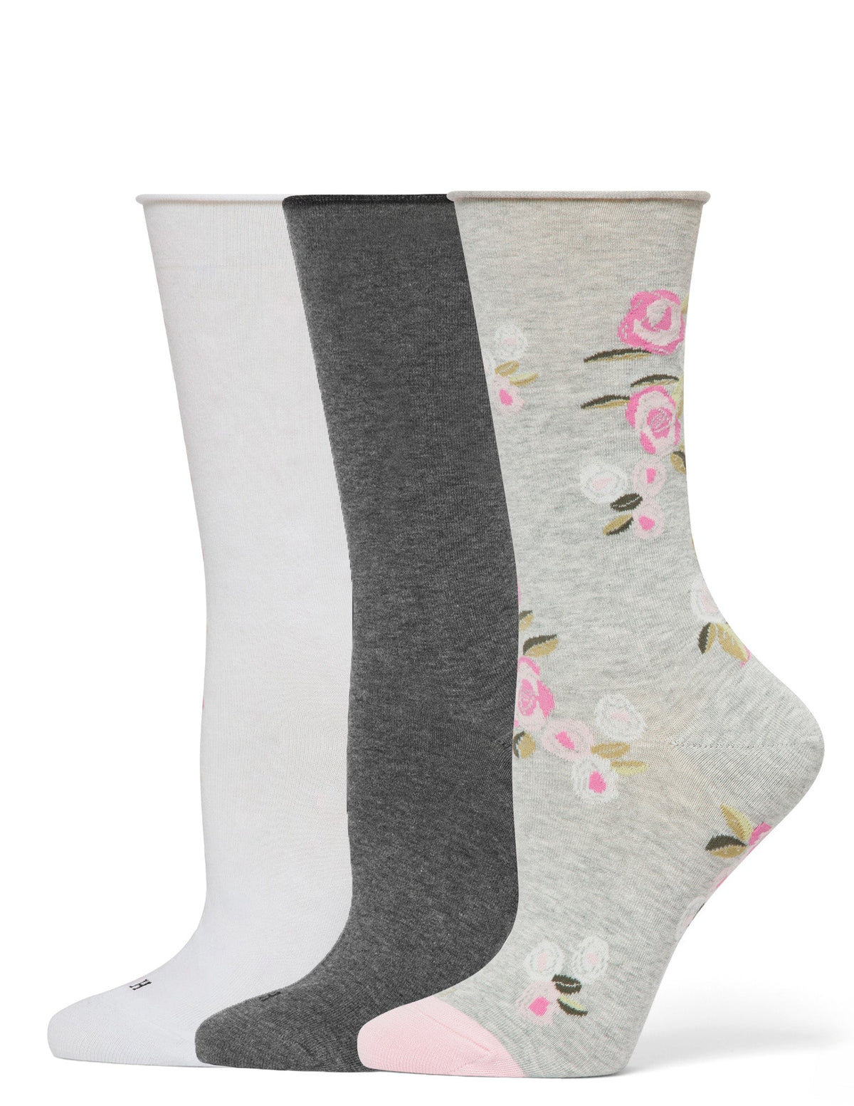 Jeans Socks Crew 3 Pair Pack - Pink Floral | Hue