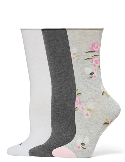 Jeans Socks Crew 3 Pair Pack - Pink Floral | Hue