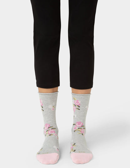 Jeans Socks Crew 3 Pair Pack - Pink Floral | Hue