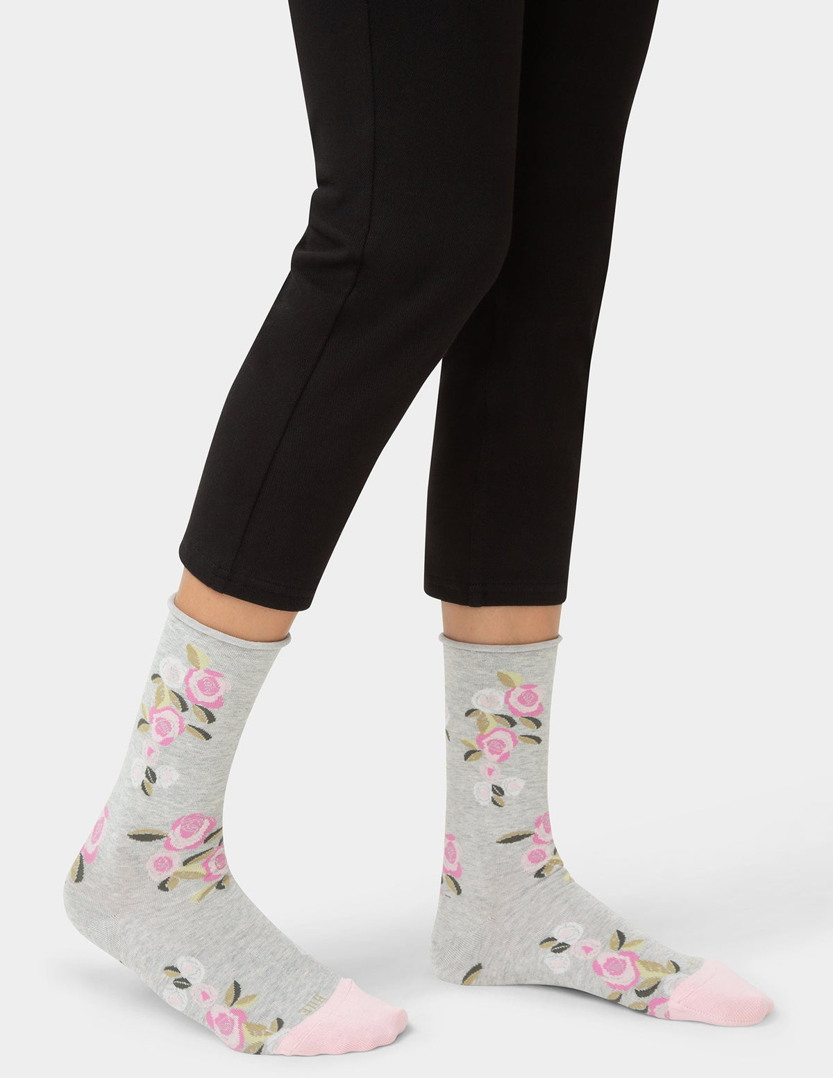 Jeans Socks Crew 3 Pair Pack - Pink Floral | Hue