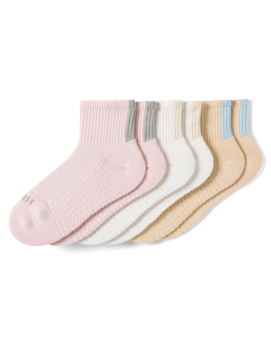 Air Cushion Mini Crew Top Socks 3 Pair Pack - Parfait Pink | Hue