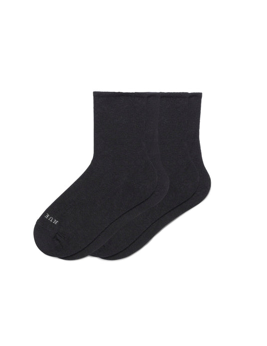 Wool Blend Mini Crew 2 Pair Pack - Black | Hue