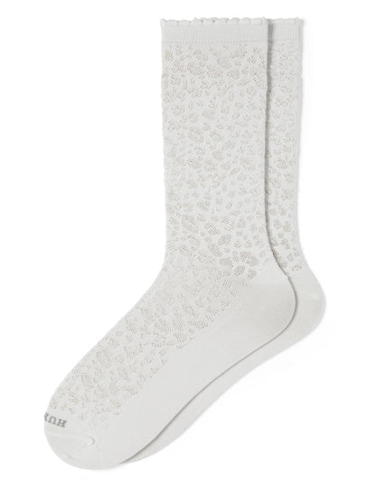 Textured Animal Crew Sock - Winter White | Hue