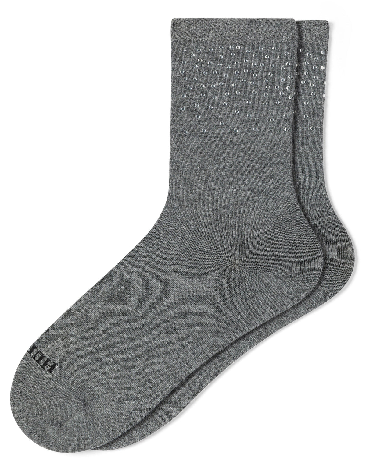 Rhinestone Border Crew Sock - Grey Heather | Hue